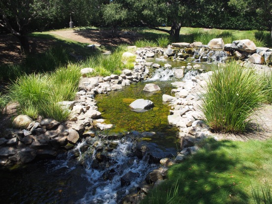 beautiful water running through an even more beautiful garden- DreamWorks Animation Studios, California